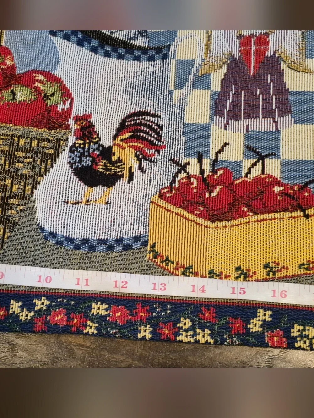 Vintage Tapestry Set of 4 Table Place Mats Country Primitive Apple Rooster Angel